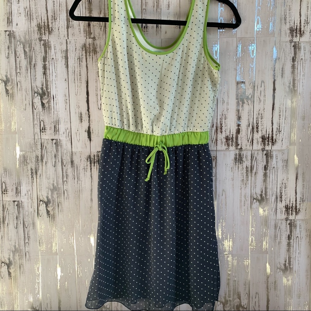 Maurices White Blue And Green Polka Dot Dress